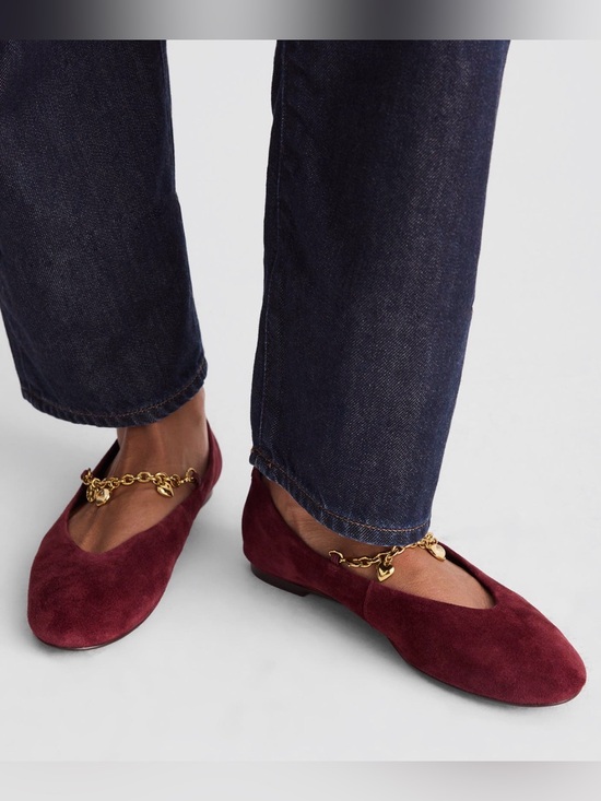 Madewell Shoes - Madewell NWT The Remy Mary Jane Flat Chain Charm Strap in Suede Sangria Size 8